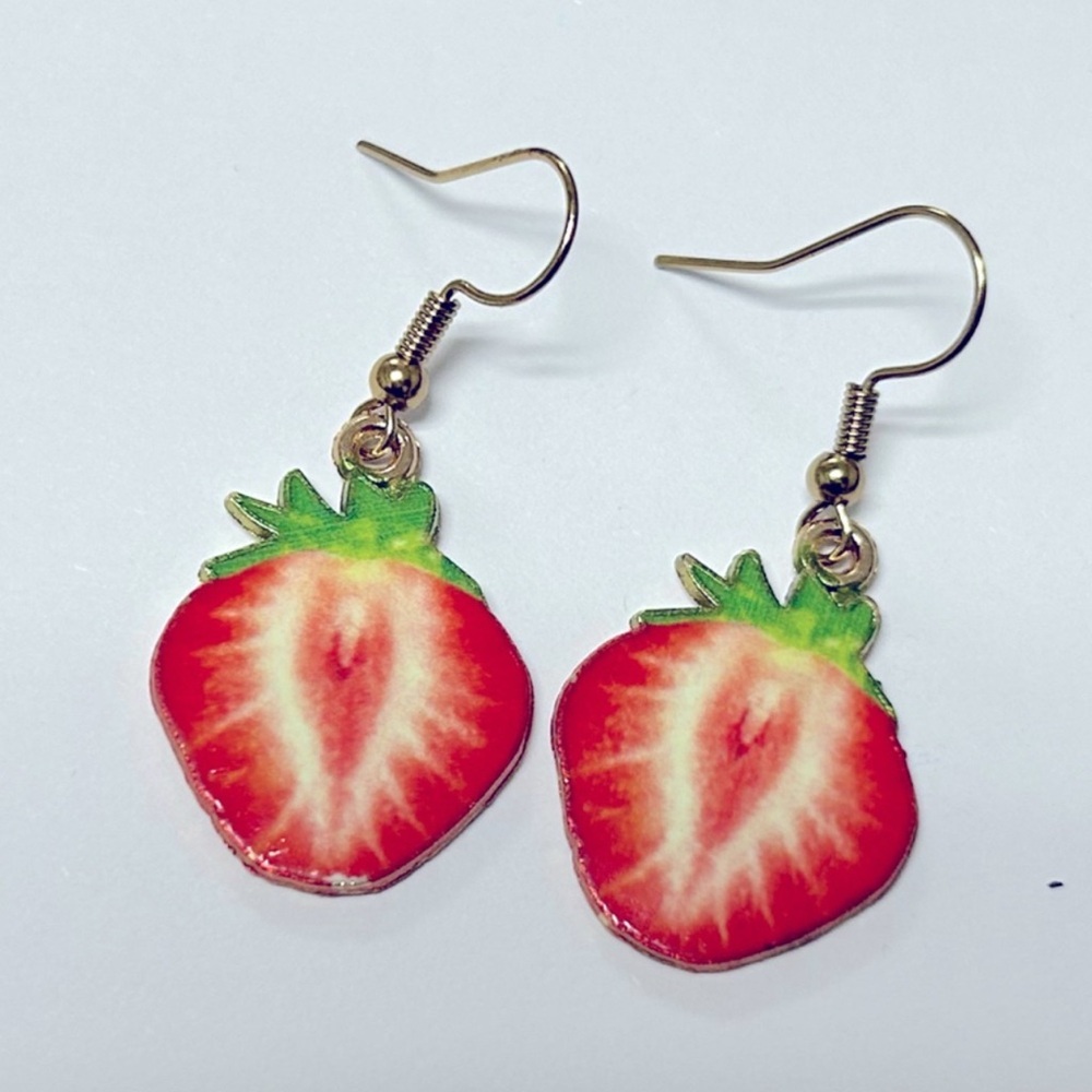Strawberry Dangle Earrings - Handmade